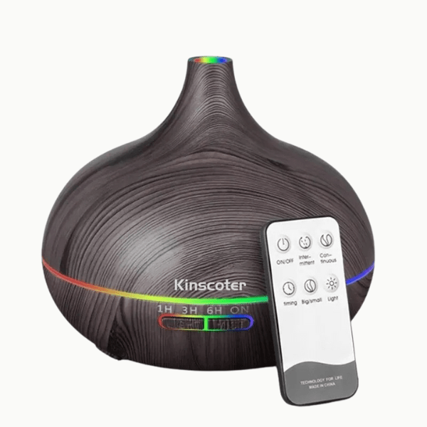 Humidificateur d'air veilleuse - Finition Grain de Bois 7 couleurs 500 ml
