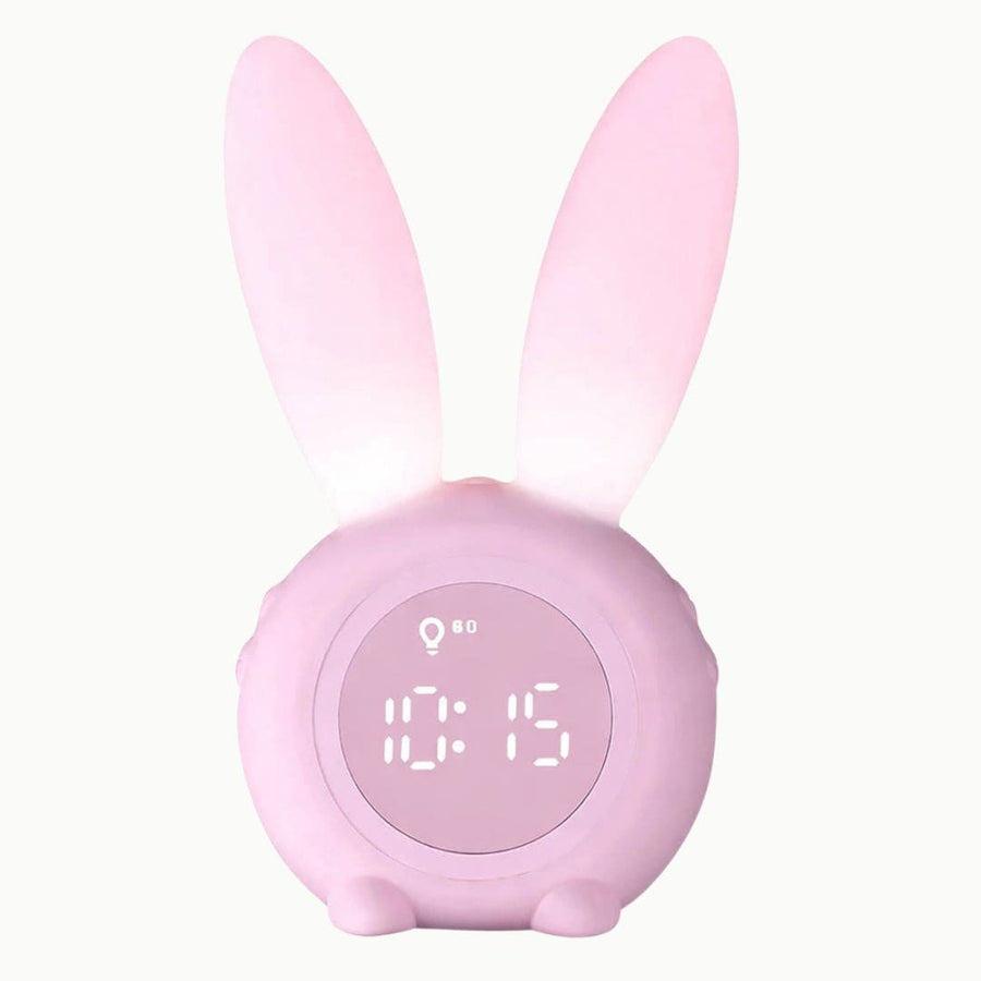 Réveil Veilleuse Lapin Enfant – Lumière Douce & Oreilles Lumineuses