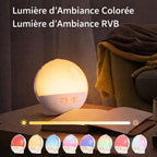 Réveil lumineux avec simulation lever et coucher du soleil et veilleuse d’ambiance