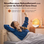 Réveil lumineux avec simulation lever et coucher du soleil et veilleuse d’ambiance