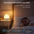 Réveil lumineux avec simulation lever et coucher du soleil et veilleuse d’ambiance