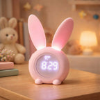 Réveil Veilleuse Lapin Enfant – Lumière Douce & Oreilles Lumineuses