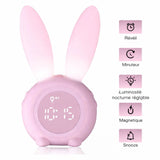 Réveil Veilleuse Lapin Enfant – Lumière Douce & Oreilles Lumineuses