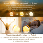 Réveil lumineux connecté WiFi – Simulation lever et coucher du soleil, sons naturels