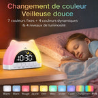 Réveil chat arc-en-ciel – Lumière Douce & Réveil Apaisant