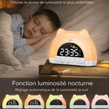 Réveil chat arc-en-ciel – Lumière Douce & Réveil Apaisant