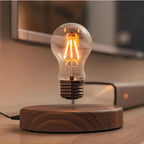 Lampe à Lévitation Magnétique, Ampoule Flottante en Verre, Base en Bois