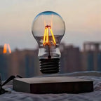 Lampe à Lévitation Magnétique, Ampoule Flottante en Verre, Base en Bois