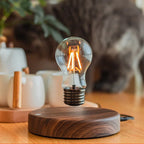 Lampe à Lévitation Magnétique, Ampoule Flottante en Verre, Base en Bois