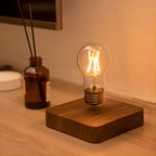 Lampe à Lévitation Magnétique, Ampoule Flottante en Verre, Base en Bois