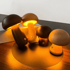Veilleuse Champignon Rétro en Bois, Tactile et Portable