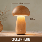 Veilleuse Champignon Rétro en Bois, Tactile et Portable