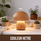 Veilleuse Champignon Rétro en Bois, Tactile et Portable