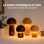 Veilleuse Champignon Rétro en Bois, Tactile et Portable