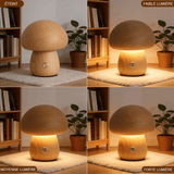 Veilleuse Champignon Rétro en Bois, Tactile et Portable