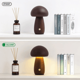 Veilleuse Champignon Rétro en Bois, Tactile et Portable