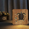 Veilleuse tortue aquatique LED en Bois Naturel